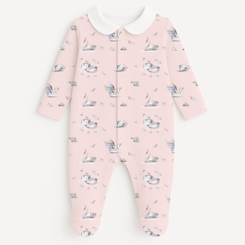 Babygrow with collar 100% pima cotton with K063 Swan