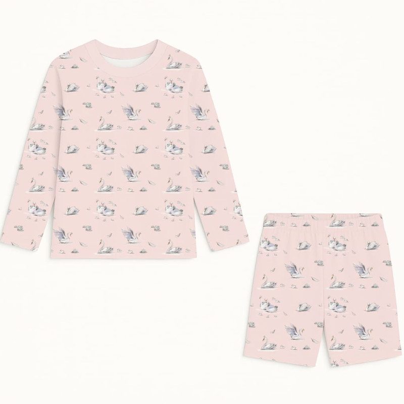 Printed Supima Cotton Top and Shorts Pyjama Set – PJ010 Swan