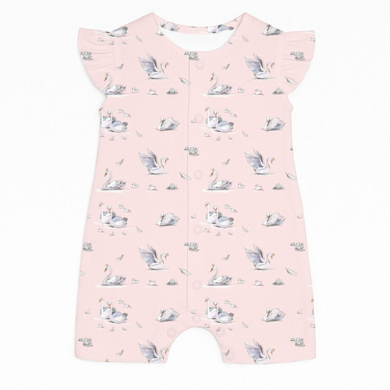 Supima Cotton Shortie with Ruffles – R007 Swan Supima Cotton Shortie with Ruffles – R007 Swan