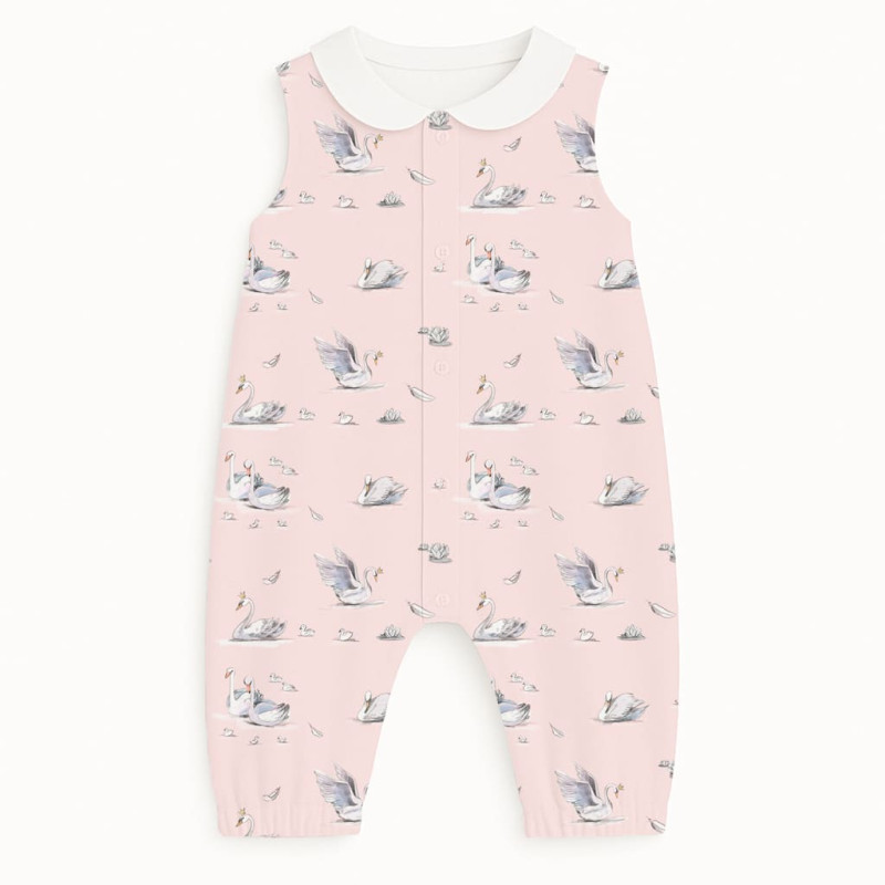 Long Supima Cotton Shortie with Sleeves and Collar R009CL Swan Long Supima Cotton Shortie with Sleeves and Collar R009CL Swan