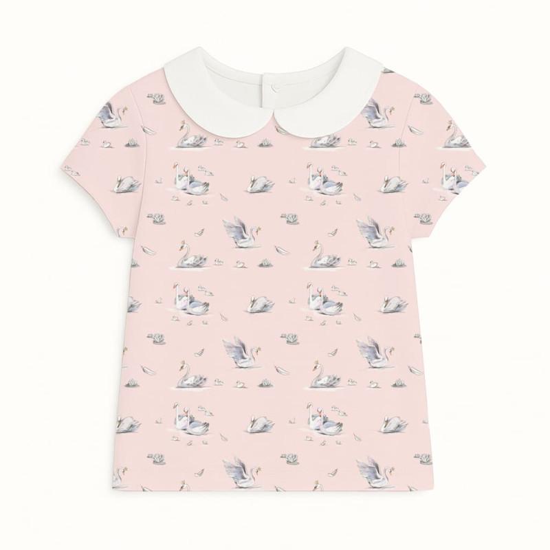 Short Sleeve T-shirt for Boys and Girls with Collar TSH001CL Swan Short Sleeve T-shirt for Boys and Girls with Collar TSH001CL Swan