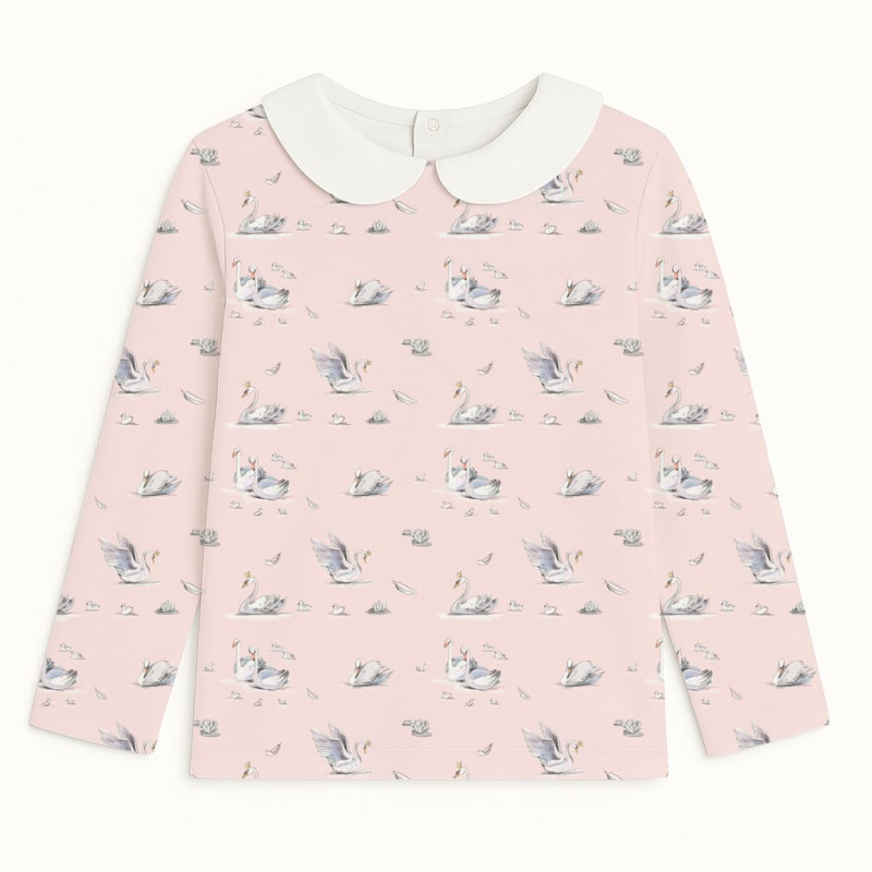 Футболка с длинным рукавом для мальчиков и девочек з комiрцем TSH002CL Swan Футболка с длинным рукавом для мальчиков и девочек з комiрцем TSH002CL Swan