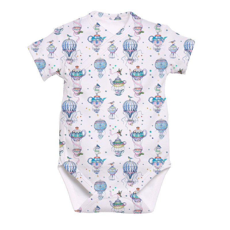 Боді Kimono з кортким рукавом для немовлят BSHL004  Time for tea