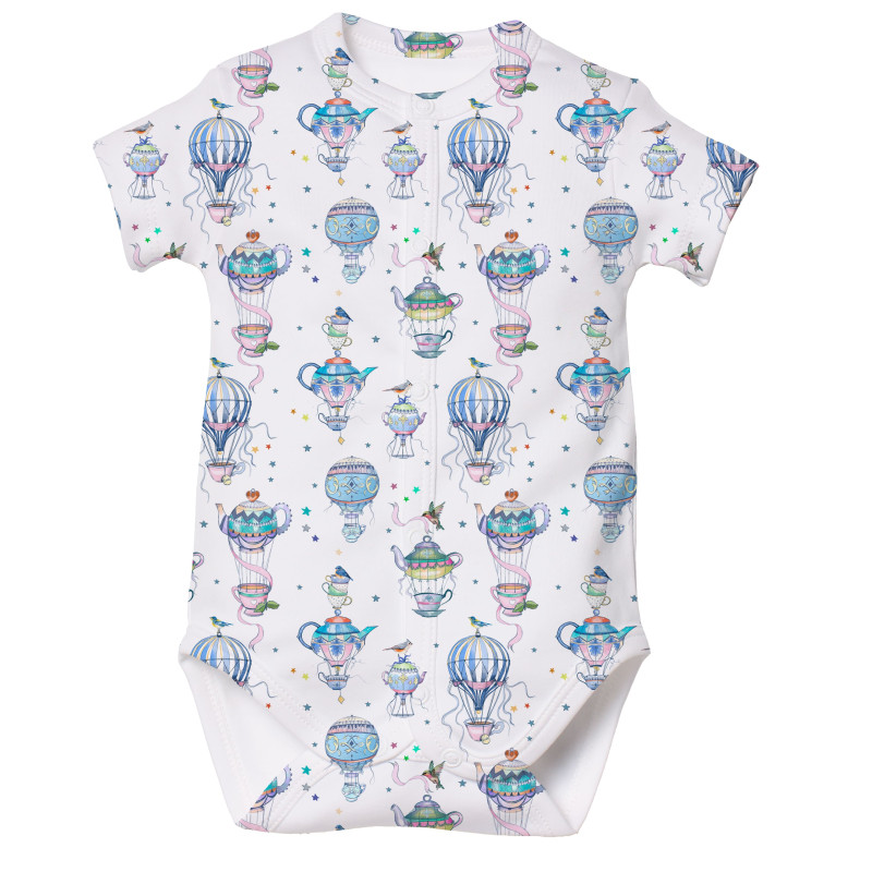 Printed Short-Sleeve Front Fastening Bodyvest for Babies BSHL009 Time for tea Printed Short-Sleeve Front Fastening Bodyvest for Babies BSHL009 Time for tea