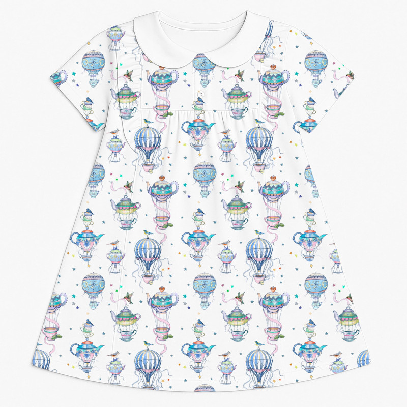 Supima Cotton Night Dress with Ruffle and Collar DR018CL Time for tea Supima Cotton Night Dress with Ruffle and Collar DR018CL Time for tea