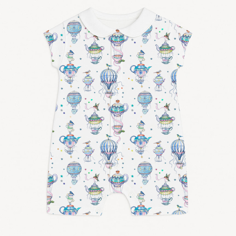 Supima Cotton Shortie with Collar R003CL Time for tea Supima Cotton Shortie with Collar R003CL Time for tea