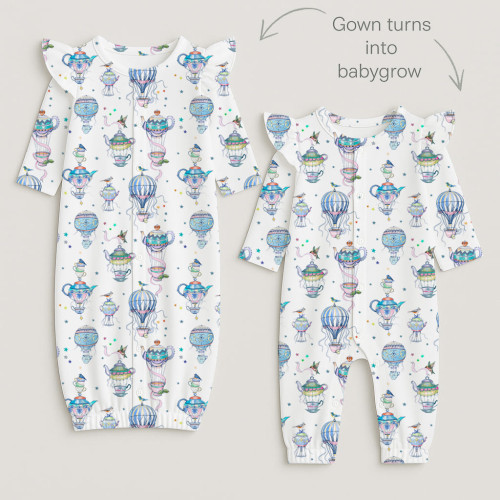 Baby converter gown with ru..