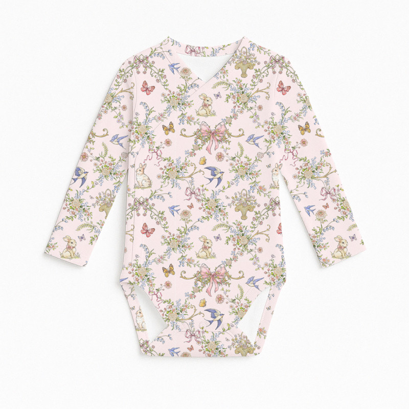 Printed Long-Sleeve Kimono Bodyvest for Babies BLS004  PETAL