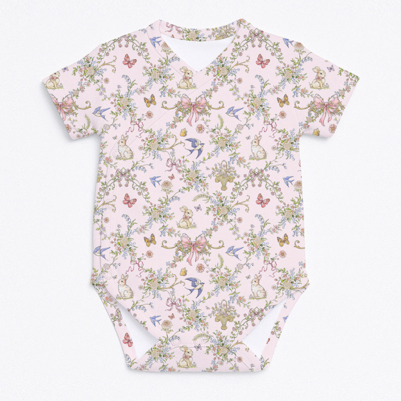 Printed Short-Sleeve Kimono Bodyvest for Babies BSHL004 PETAL Printed Short-Sleeve Kimono Bodyvest for Babies BSHL004 PETAL