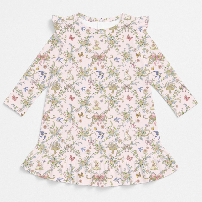 Charming Long-Sleeved Night Dress with Ruffles DR010 PETAL