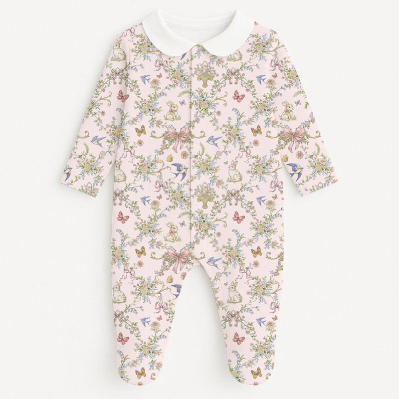 Babygrow with collar 100% pima cotton with K063 PETAL Babygrow with collar 100% pima cotton with K063 PETAL