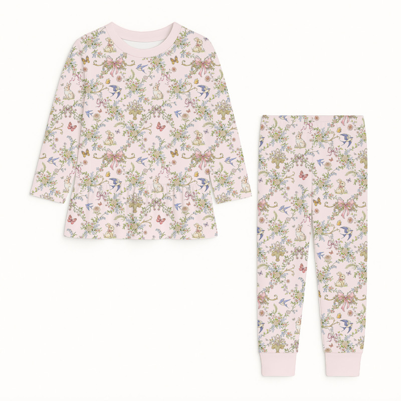 Girls Supima Cotton Pyjamas with Long Sleeves — PJ009 PETAL Girls Supima Cotton Pyjamas with Long Sleeves — PJ009 PETAL