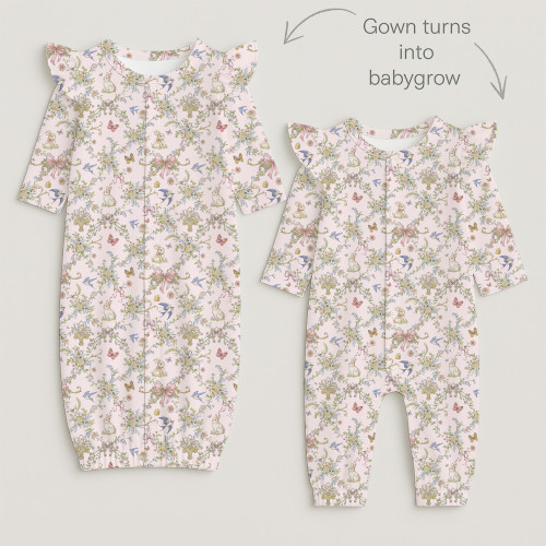 Baby converter gown with ru..