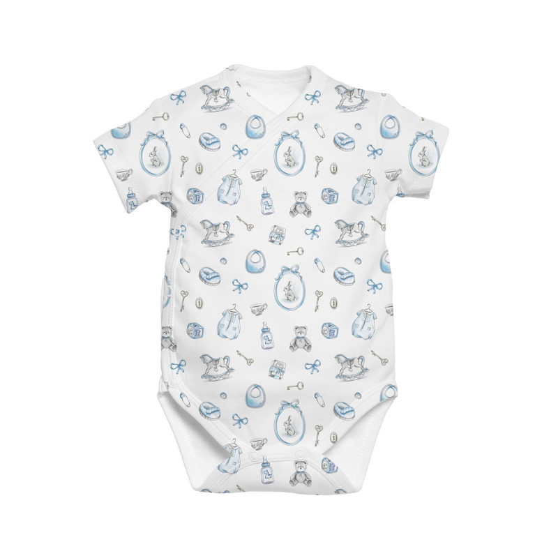 Printed Short-Sleeve Kimono Bodyvest for Babies BSHL004 Printed Short-Sleeve Kimono Bodyvest for Babies BSHL004