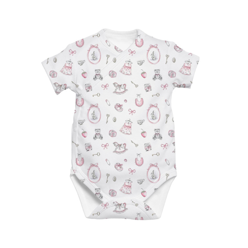 Printed Short-Sleeve Kimono Bodyvest for Babies BSHL004 Printed Short-Sleeve Kimono Bodyvest for Babies BSHL004