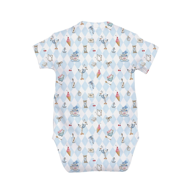 Printed Short-Sleeve Kimono Bodyvest for Babies BSHL004 Diamond Blue Printed Short-Sleeve Kimono Bodyvest for Babies BSHL004 Diamond Blue