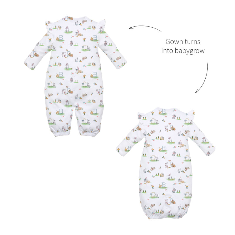 Baby converter gown with ruffles for girls TR002