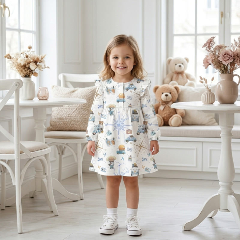 Charming Long-Sleeved Night Dress with Ruffles DR016 VOYAGE Charming Long-Sleeved Night Dress with Ruffles DR016 VOYAGE