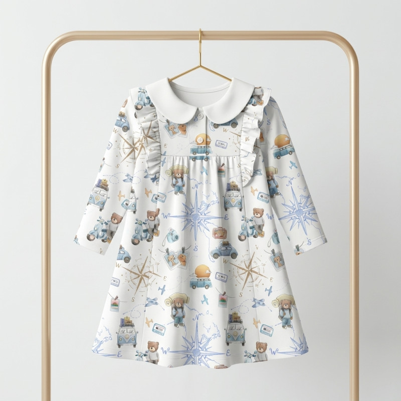 Charming Long-Sleeved Dress with Ruffles and Collar DR016CL VOYAGE
