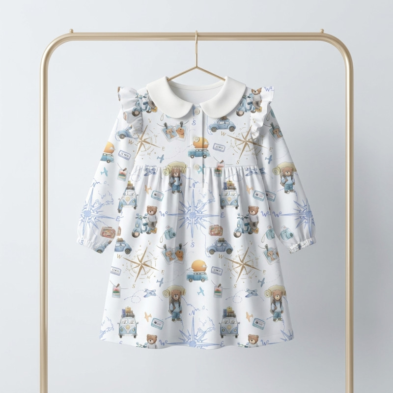 Charming Long-Sleeved Dress with Ruffles and Collar DR017CL VOYAGE
