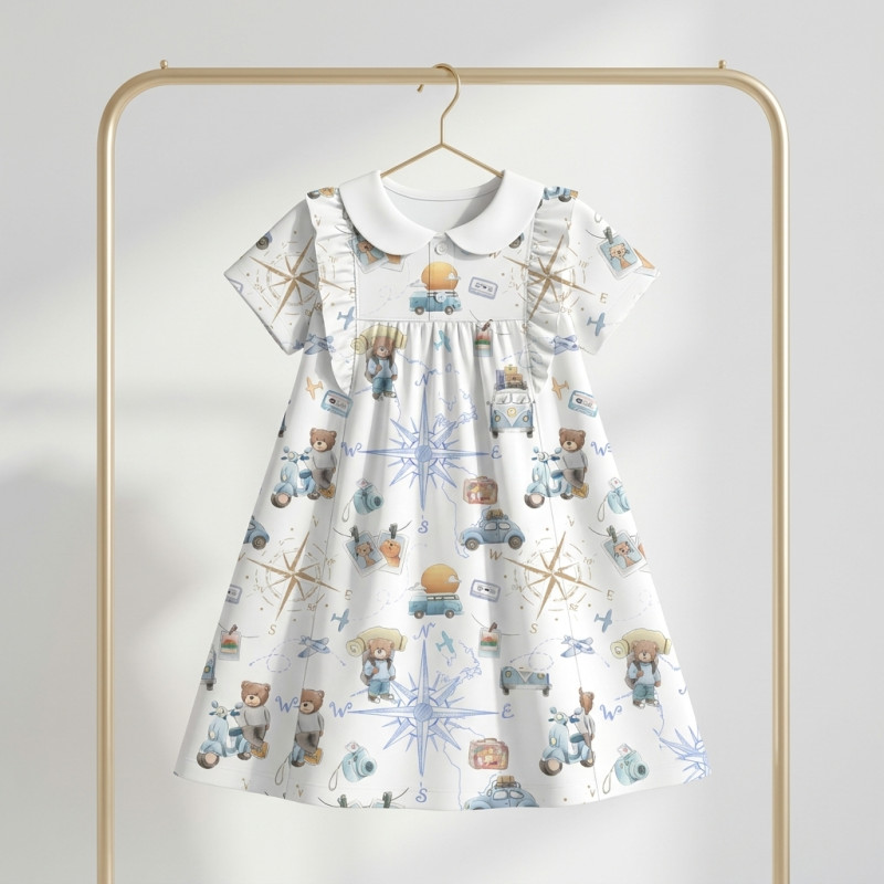 Supima Cotton Night Dress with Ruffle and Collar DR018CL VOYAGE Supima Cotton Night Dress with Ruffle and Collar DR018CL VOYAGE