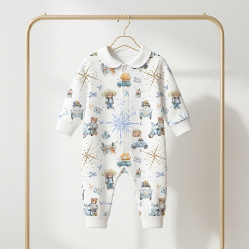 Long sleeve Romper for baby  with collar K060CL VOYAGE