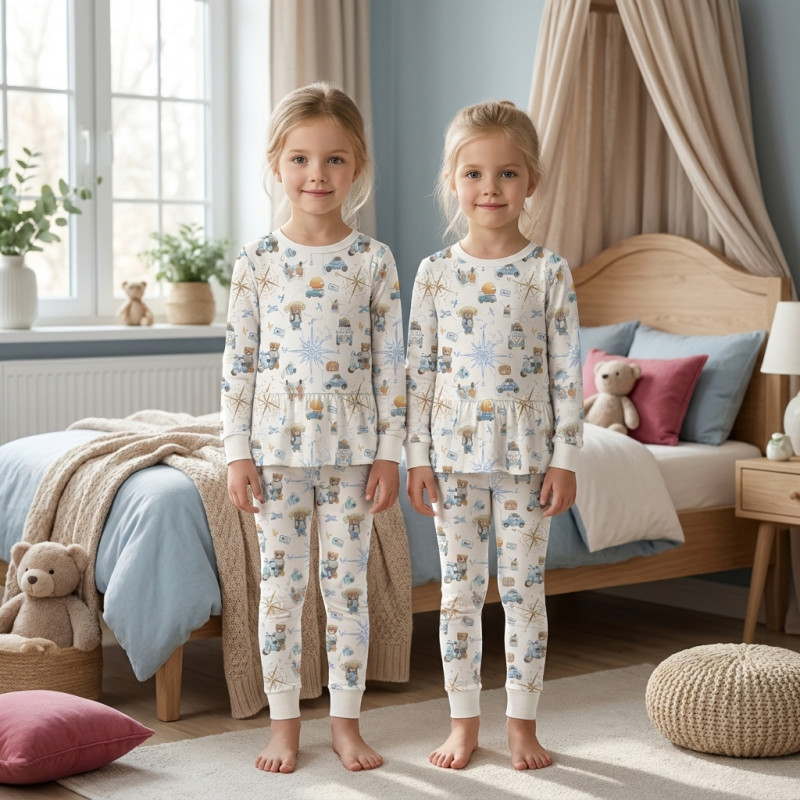 Girls Supima Cotton Pyjamas with Long Sleeves — PJ009 VOYAGE