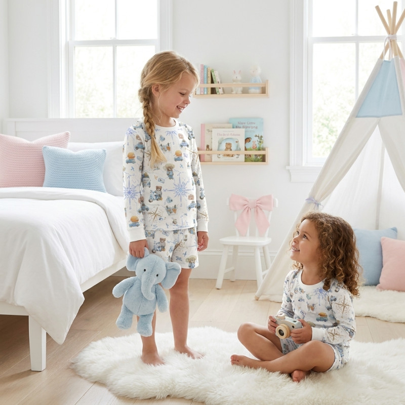 Printed Supima Cotton Top and Shorts Pyjama Set – PJ010 VOYAGE