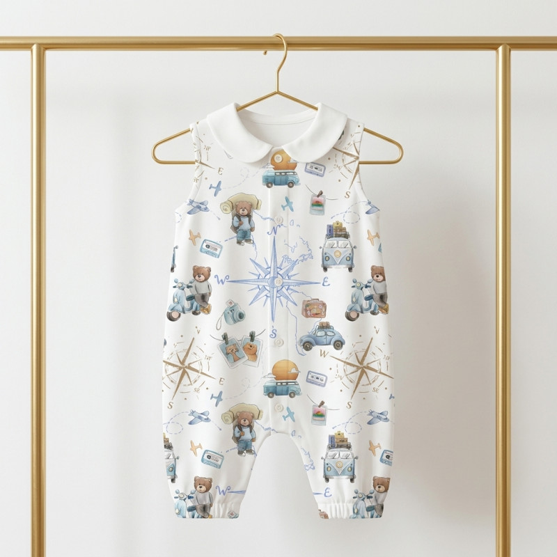 Long Supima Cotton Shortie with Sleeves and Collar R009CL VOYAGE