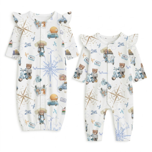 Baby converter gown with ru..