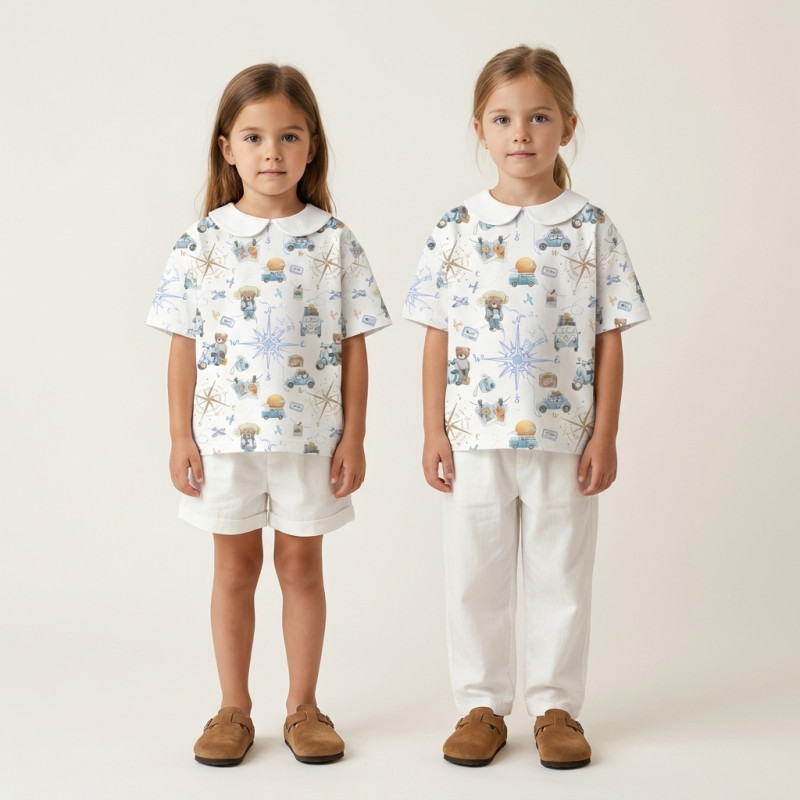 Short Sleeve T-shirt for Boys and Girls with Collar TSH001CL VOYAGE Short Sleeve T-shirt for Boys and Girls with Collar TSH001CL VOYAGE