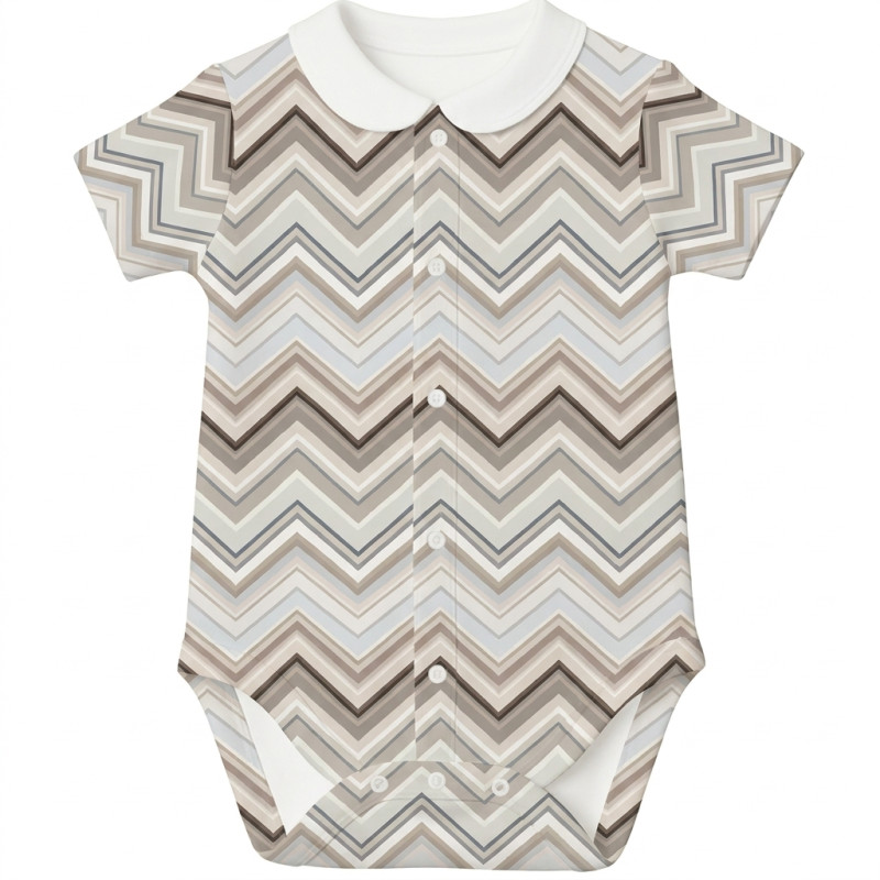 Printed Short-Sleeve Front Fastening Bodyvest with Collar for Babies BSHL009CL Zig Zag Chocolate Printed Short-Sleeve Front Fastening Bodyvest with Collar for Babies BSHL009CL Zig Zag Chocolate