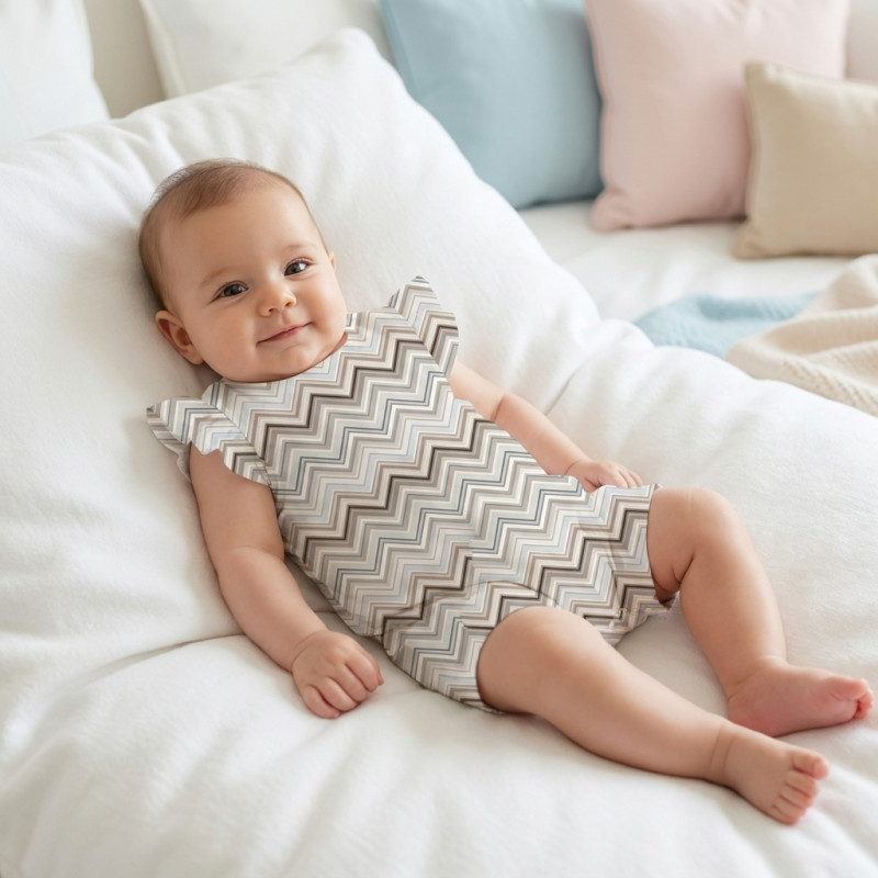 Supima Cotton Shortie with Ruffles – R007 Zig Zag Chocolate Supima Cotton Shortie with Ruffles – R007 Zig Zag Chocolate