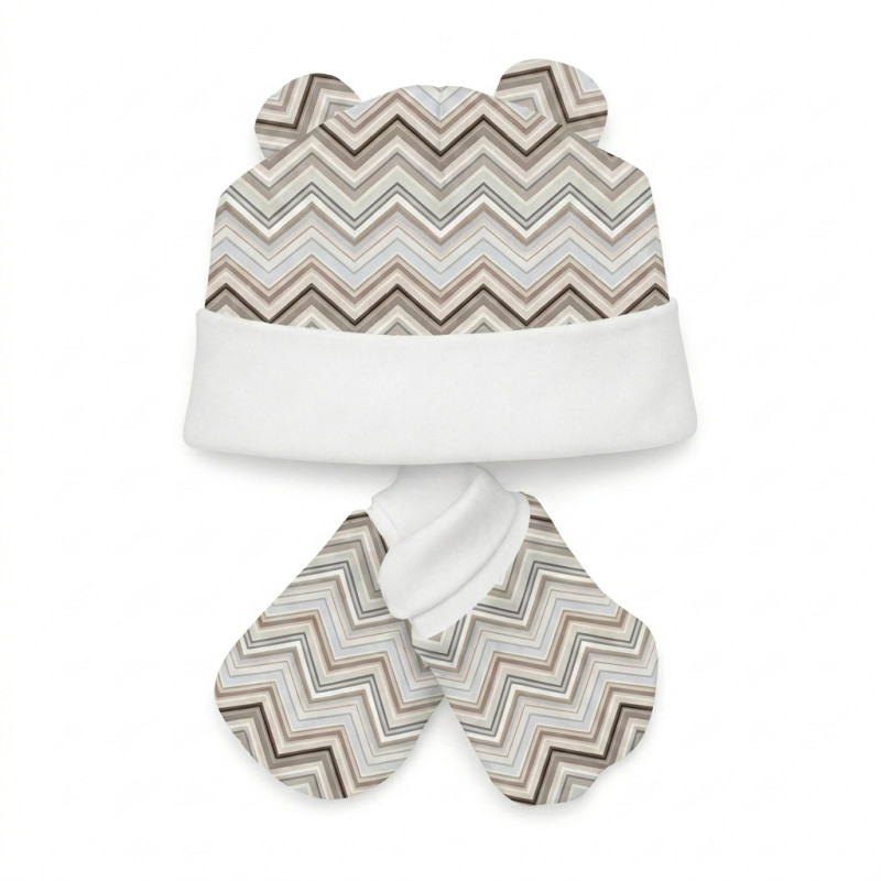 Hat and Mittens Set010 Zig Zag Chocolate Hat and Mittens Set010 Zig Zag Chocolate
