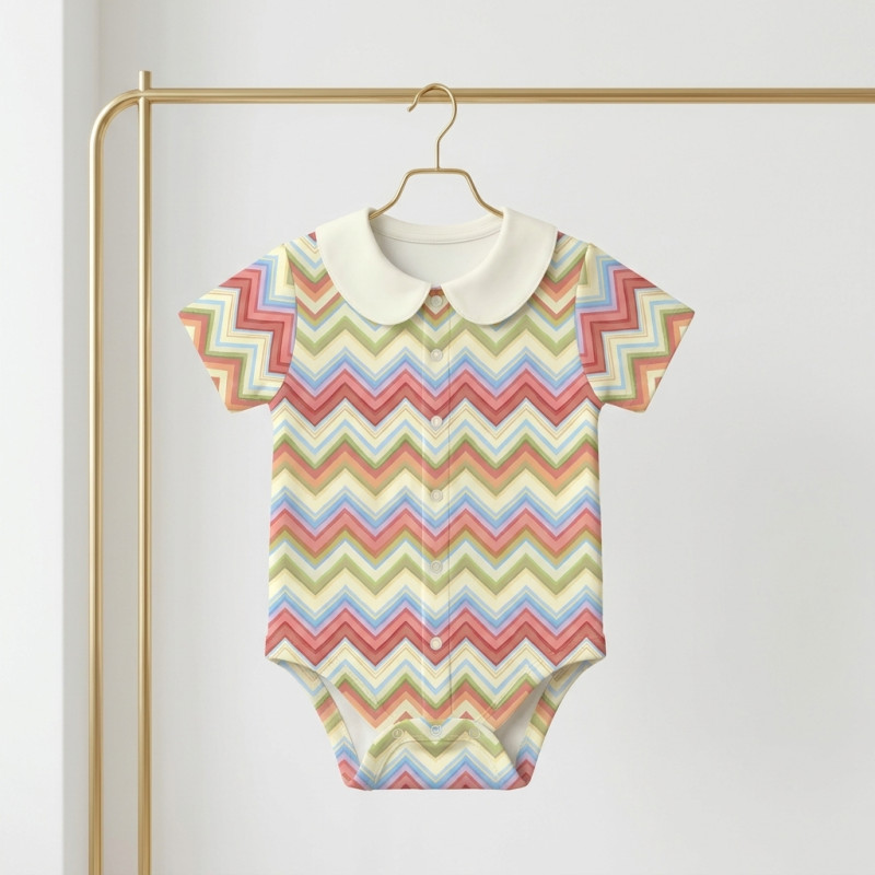 Printed Long-Sleeve Front Fastening Bodyvest with Collarf for Babies BLS005CL ZIG ZAG COLORFUL Printed Long-Sleeve Front Fastening Bodyvest with Collarf for Babies BLS005CL ZIG ZAG COLORFUL