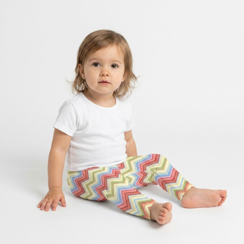 Леггинсы из органического хлопка для девочек L003 ZIG ZAG COLORFUL