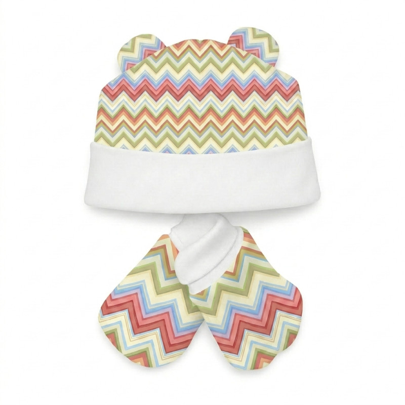 Hat and Mittens Set010 ZIG ZAG COLORFUL Hat and Mittens Set010 ZIG ZAG COLORFUL