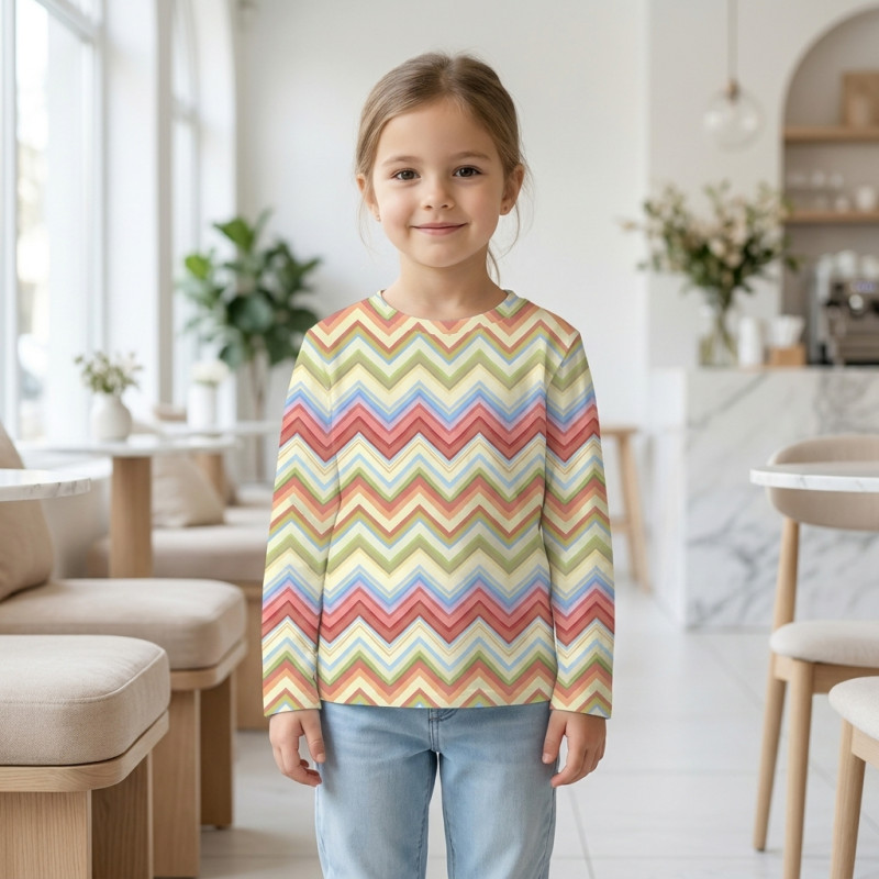 Long Sleeve T-shirt for Boys and Girls TSH002 ZIG ZAG COLORFUL