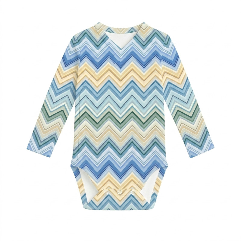 Printed Long-Sleeve Kimono Bodyvest for Babies BLS004 ZIG ZAG JEANS Printed Long-Sleeve Kimono Bodyvest for Babies BLS004 ZIG ZAG JEANS