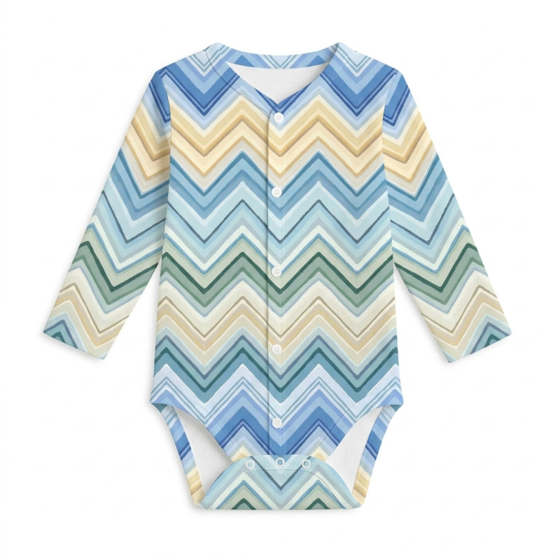 Printed Long-Sleeve Front Fastening Bodyvest for Babies BLS005  ZIG ZAG JEANS