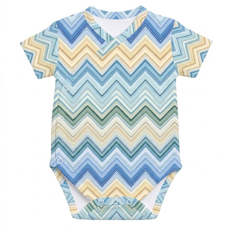 Printed Short-Sleeve Kimono Bodyvest for Babies BSHL004 ZIG ZAG JEANS Printed Short-Sleeve Kimono Bodyvest for Babies BSHL004 ZIG ZAG JEANS