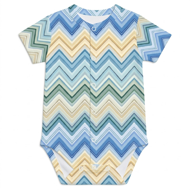 Printed Short-Sleeve Front Fastening Bodyvest for Babies BSHL009  ZIG ZAG JEANS