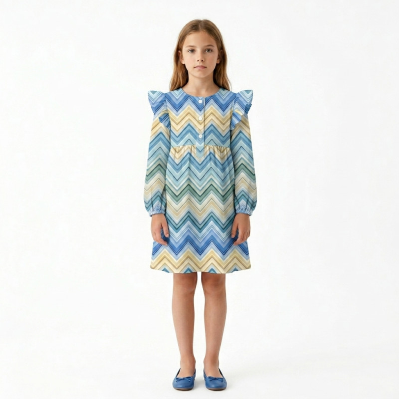 Charming Long-Sleeved Night Dress with Ruffles DR016 ZIG ZAG JEANS