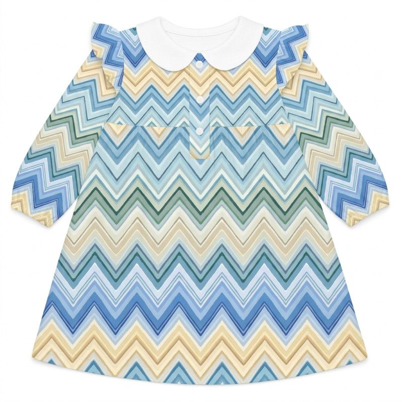 Charming Long-Sleeved Dress with Ruffles and Collar DR017CL ZIG ZAG JEANS