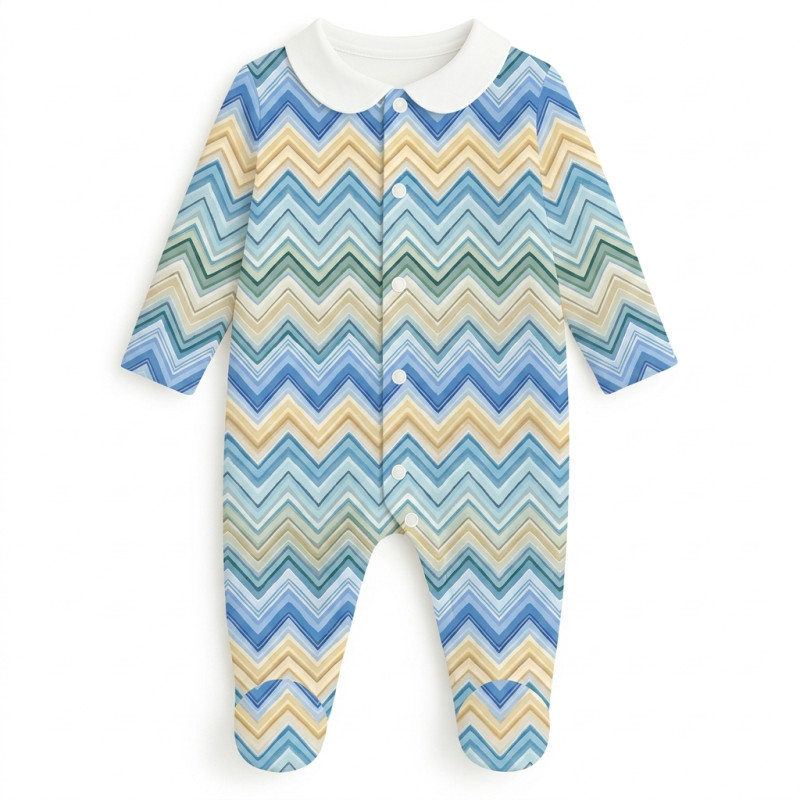 Babygrow with collar 100% pima cotton with K063 ZIG ZAG JEANS