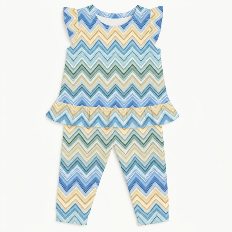 Girls Supima Cotton Pyjamas with Ruffles – PJ012 ZIG ZAG JEANS Girls Supima Cotton Pyjamas with Ruffles – PJ012 ZIG ZAG JEANS