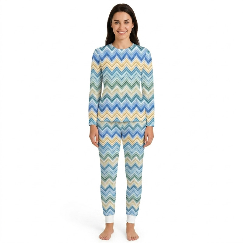 Взрослая пижама с Длинным рукавом из хлопка Supima PW101 ZIG ZAG JEANS Взрослая пижама с Длинным рукавом из хлопка Supima PW101 ZIG ZAG JEANS
