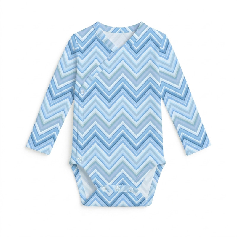 Printed Long-Sleeve Kimono Bodyvest for Babies BLS004 ZIG ZAG OCEAN Printed Long-Sleeve Kimono Bodyvest for Babies BLS004 ZIG ZAG OCEAN