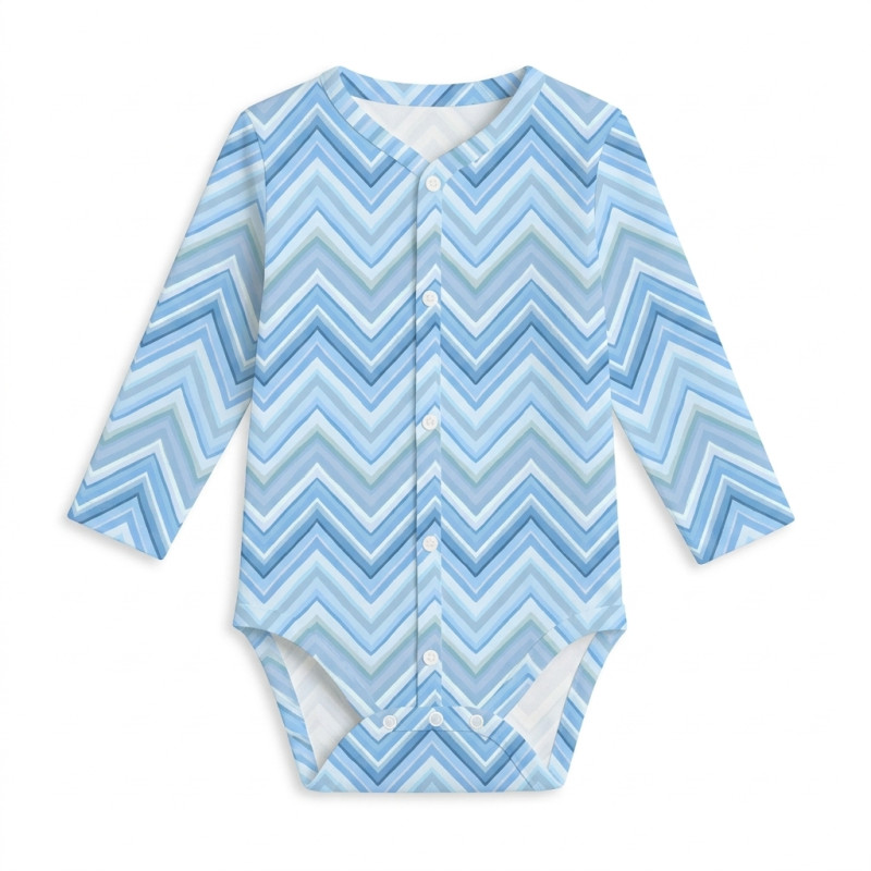 Printed Long-Sleeve Front Fastening Bodyvest for Babies BLS005 ZIG ZAG OCEAN Printed Long-Sleeve Front Fastening Bodyvest for Babies BLS005 ZIG ZAG OCEAN