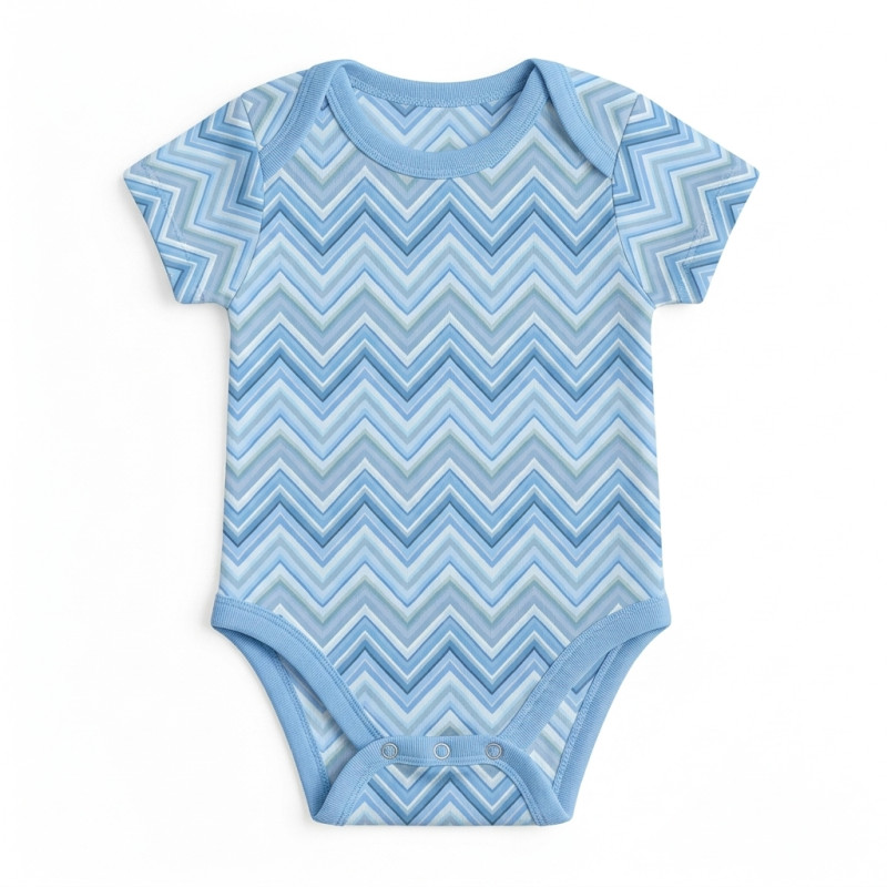 Printed Short-Sleeve Bodyvest for Babies BSHL001 ZIG ZAG OCEAN Printed Short-Sleeve Bodyvest for Babies BSHL001 ZIG ZAG OCEAN
